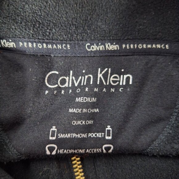 Calvin Klein Women's Black Fleece Jacket Medium Zip Up - Picture 4 of 6